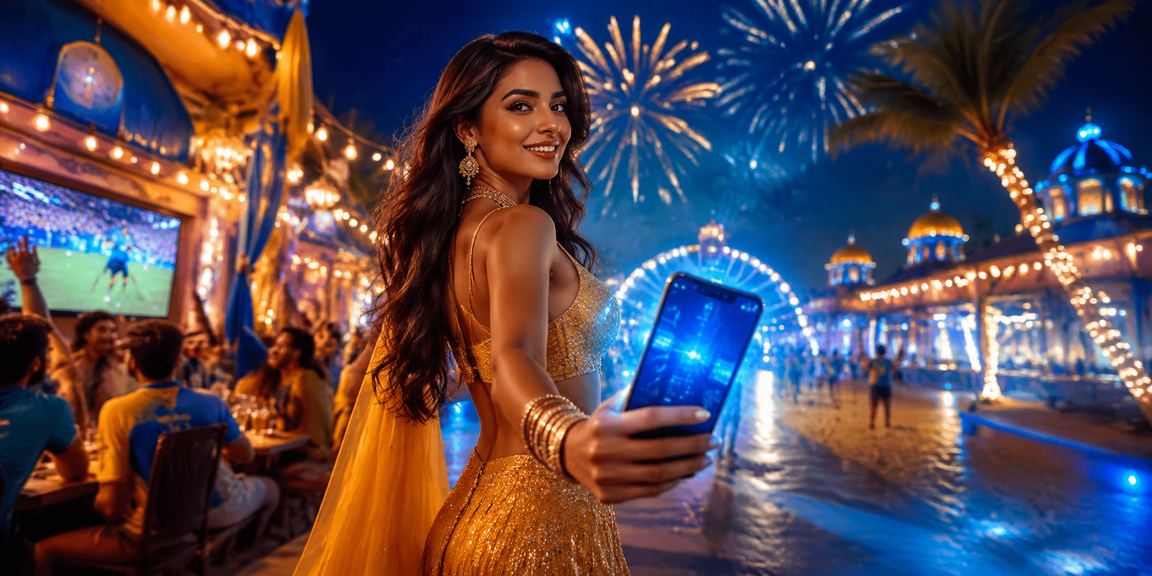 Blue and gold themed casino app interface displayed on a smartphone